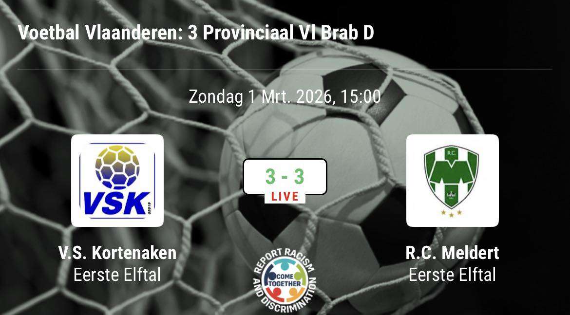 Provinciaal voetbal - 3de provinciale D Vlaams-Brabant - VS Kortenaken - RC Meldert - RC Meldert pakt belangrijk punt