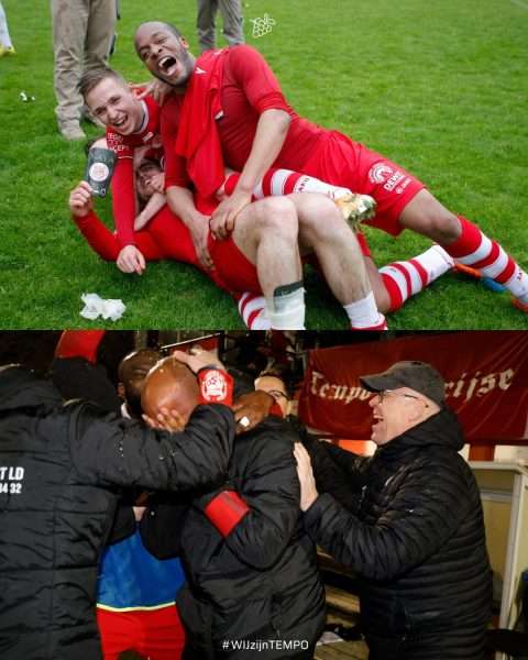 Nationaal voetbal - 3de nationale A - Tempo Overijse - KFC Voorde-Appelterre - Tempo Overijse aan het feest