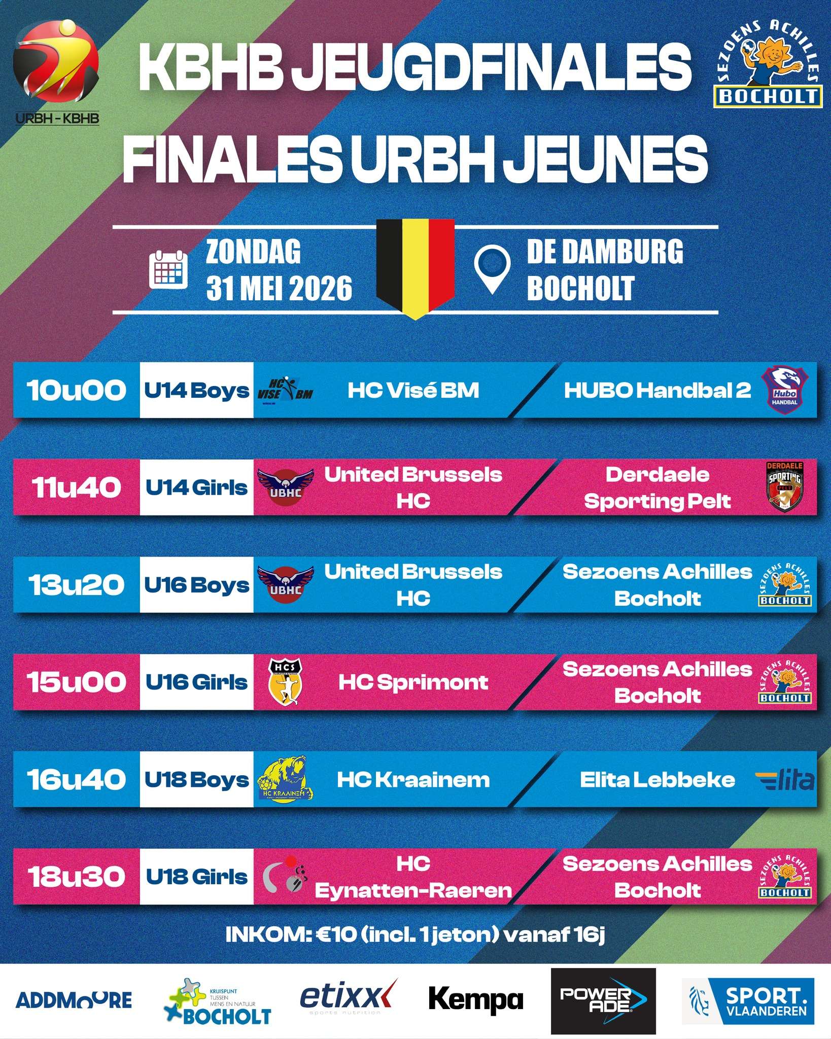 Belgische jeudfinales - handbal - Sezoens Achilles Bocholt - Derdaele Sporting Pelt - Elita Lebbeke