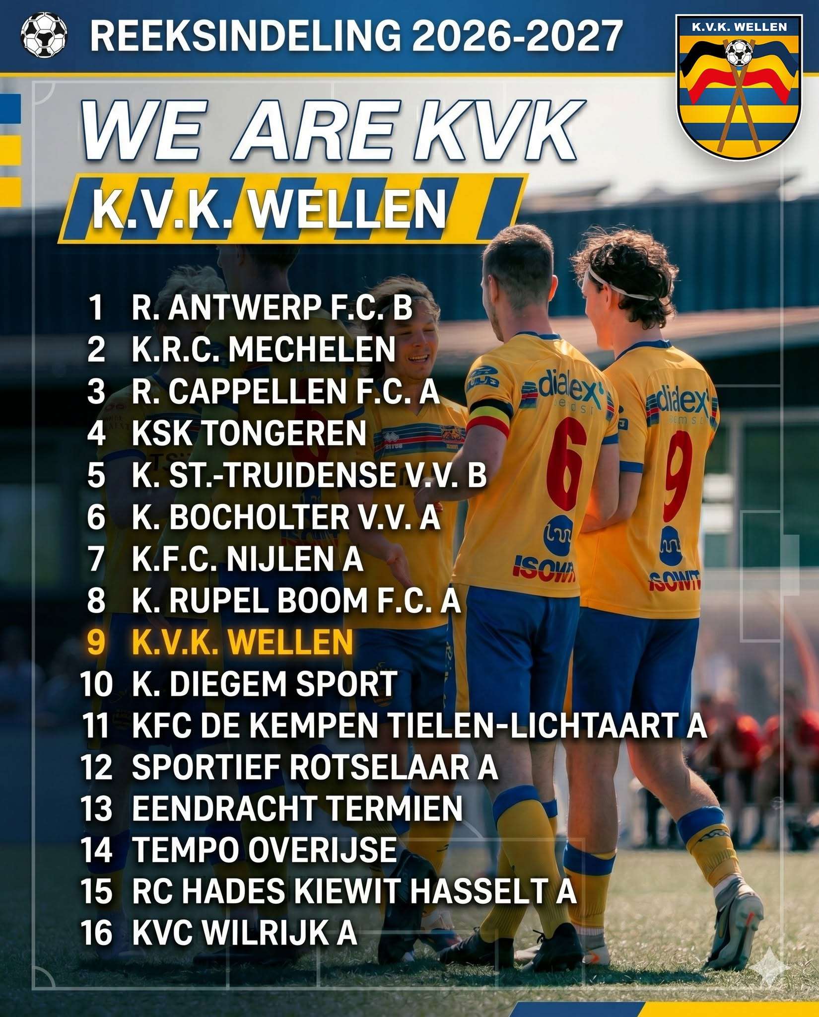 Nationaal voetbal - 2de nationale B - KVK Wellen - KVK Wellen neemt de draad weer op