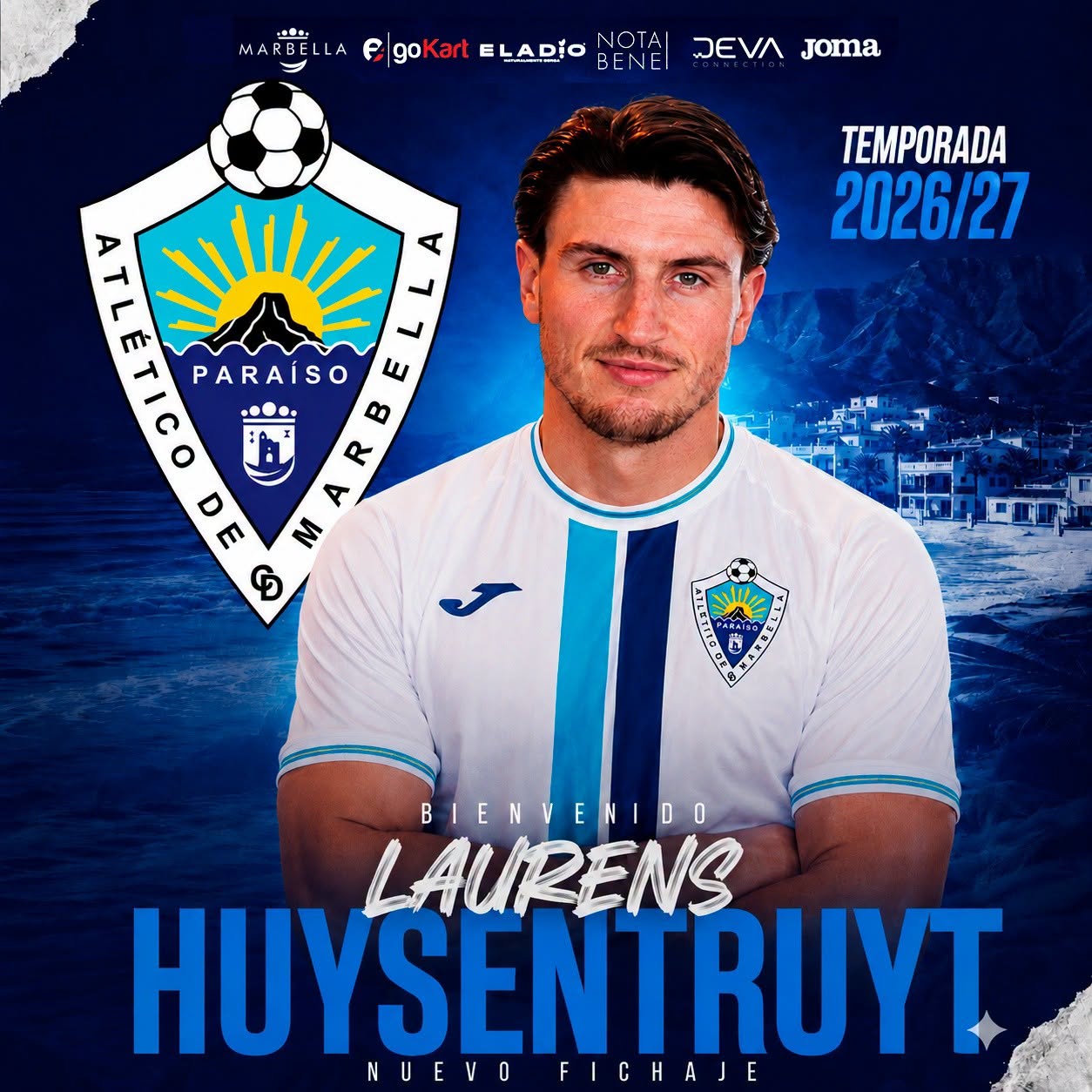 Nationaal voetbal - Tercera Federación - KM Torhout - Club Deportivo Atlético de Marbella Paraiso - Laurens Huysentruyt en Shun Ballegeer voetballen in Spanje