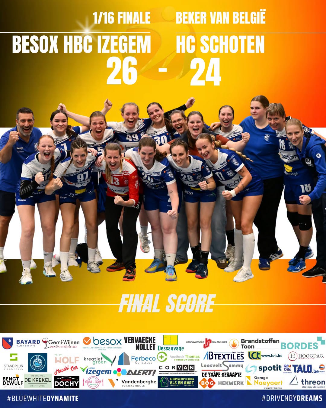 BESOX Handbalclub Izegem - Sportieve revanche - dameshandbal - Lotto Handball Cup