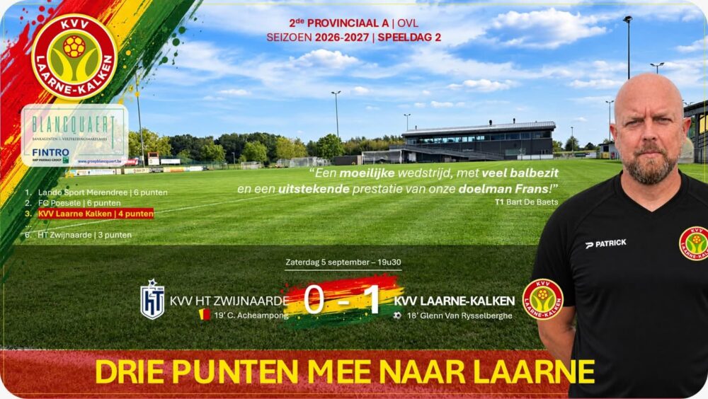 Provinciaal voetbal - 2de provinciale A Oost-Vlaanderen - KVV Laarne-Kalken - Bart De Baets en KVV Laarne-Kalken zoeken nieuwe driepunter